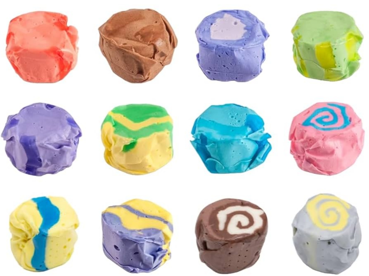 Colorful taffy candy pieces arranged on wooden surface representing today's Wordle answer