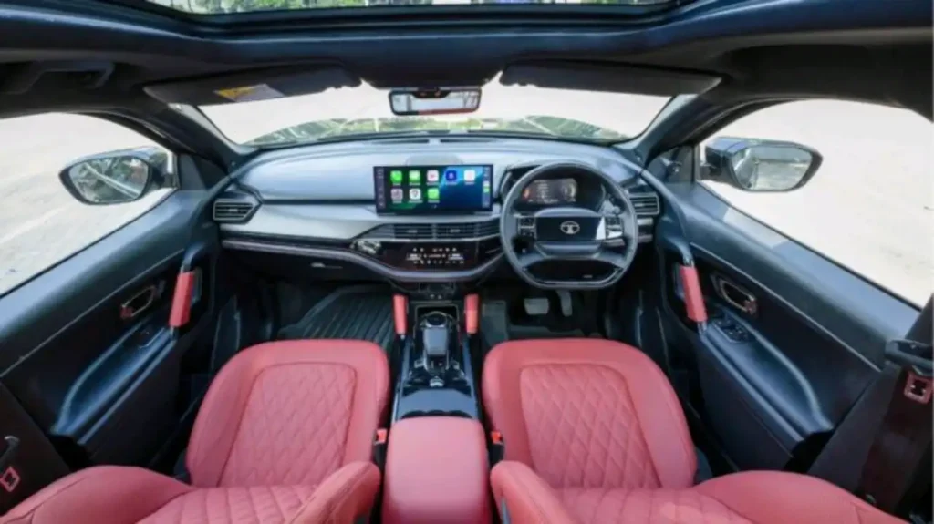 Tata safari petrol interior with red seats & samsung display 