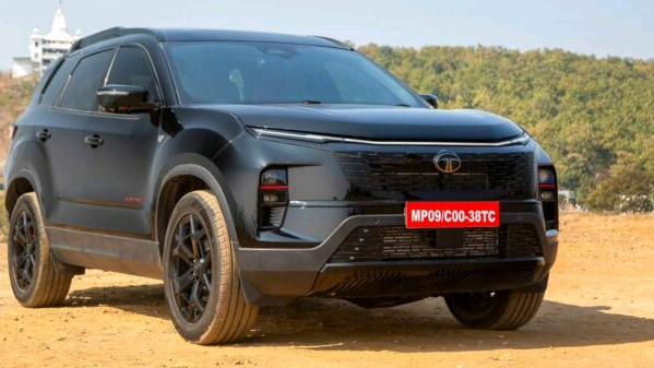Black Tata Safari SUV on dirt
