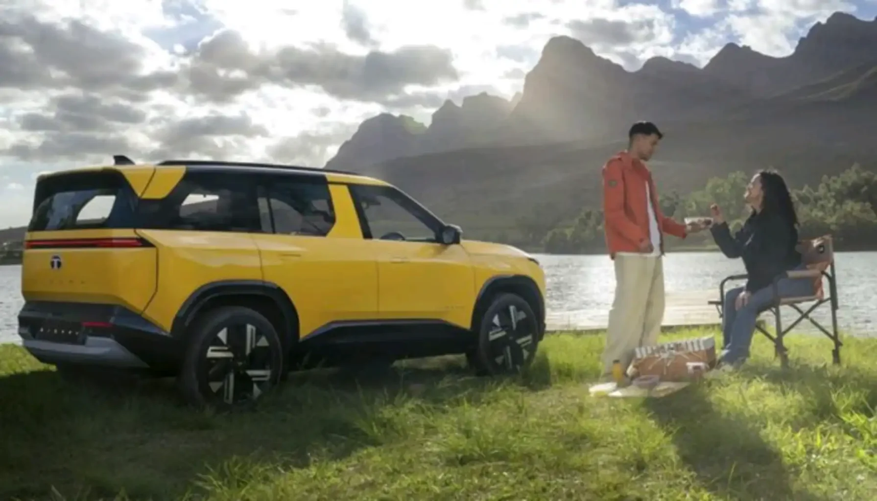 Tata Sierra EV rear with connected LED taillights