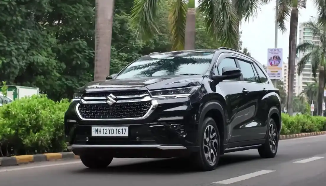 Maruti Suzuki Invicto parked showing front three-quarter view