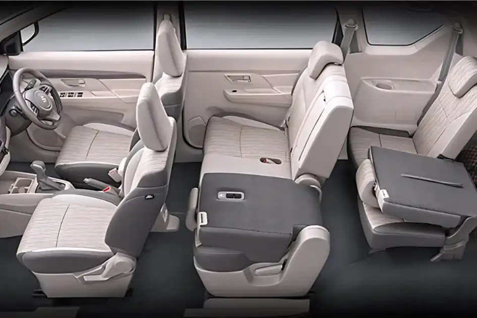 Ertiga interior cabin with three rows